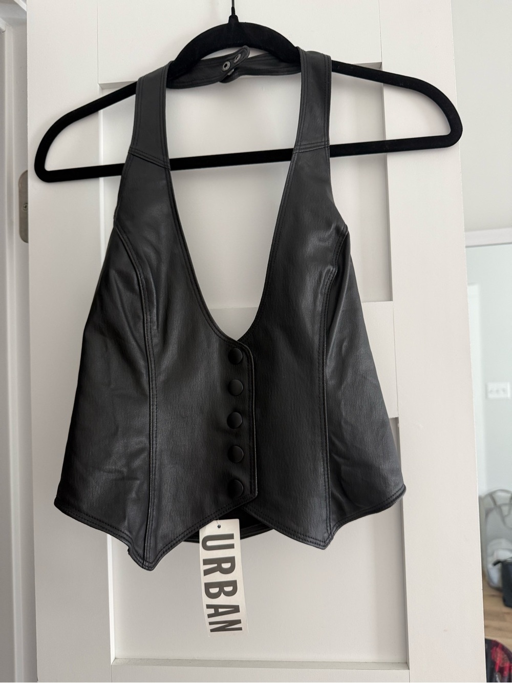 Urban Outfitters Black Faux Leather Button-Front Camisole